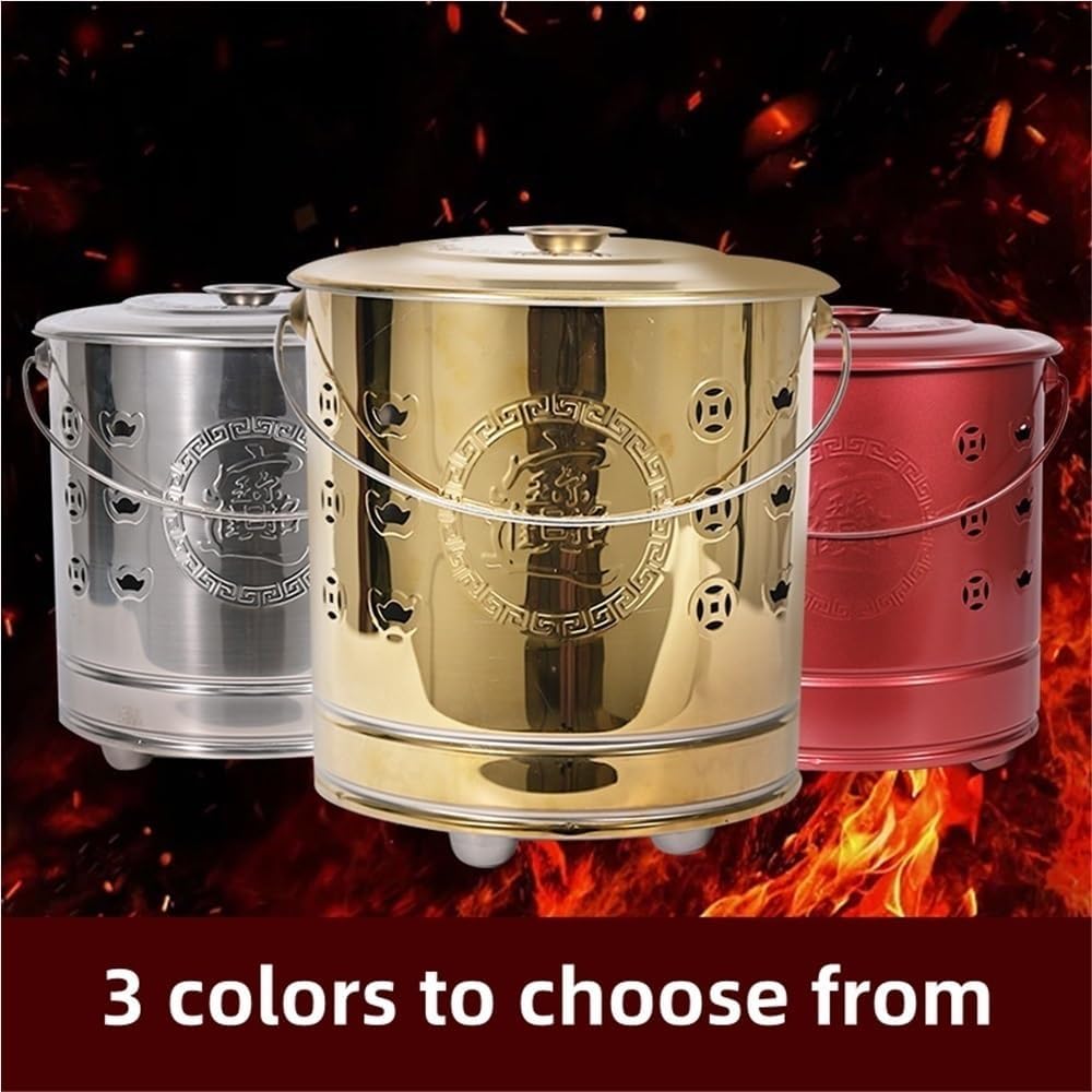 Burn Barrels for Outside for Burning Trash, Metal Incinerator Cage, Portable Fire Barrel, Covered Outdoor Burn Cage for Leaves, Trash, Documents(Silver,18.5x17.7in)