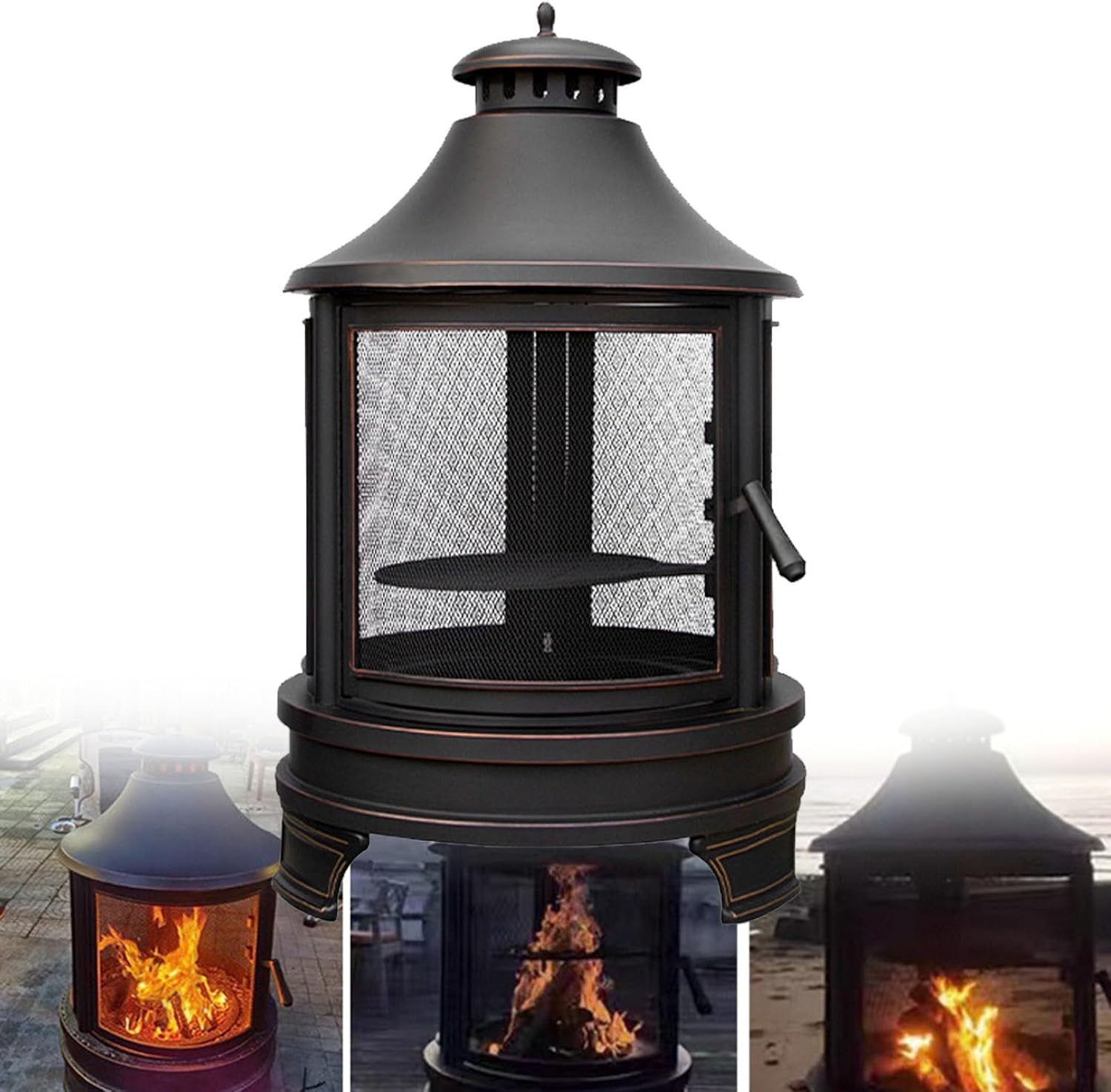 2 in 1 Outdoor Fire Pit with Grill,Portable Outdoor Wood Stove, Removable Multi-Purpose Tent Stove, Fire Pit, Oven Stove, Camping Picnic Travel Barbecue