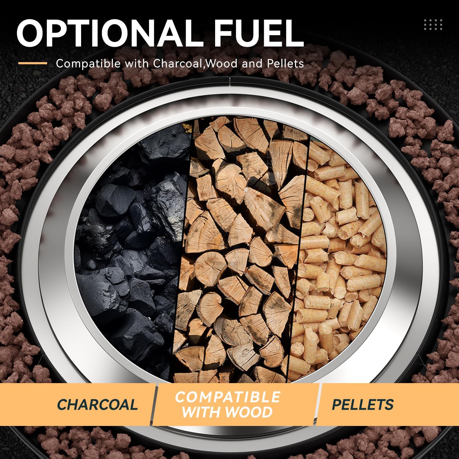 29” Large Capacity Smokeless Fire Pit for Outside,Heavy‑Duty Wood Burning Firepit with Dual‑Wall Design, Mesh Shield, Pull‑Out Ash Pan, Stylish Patio for Backyard Gatherings