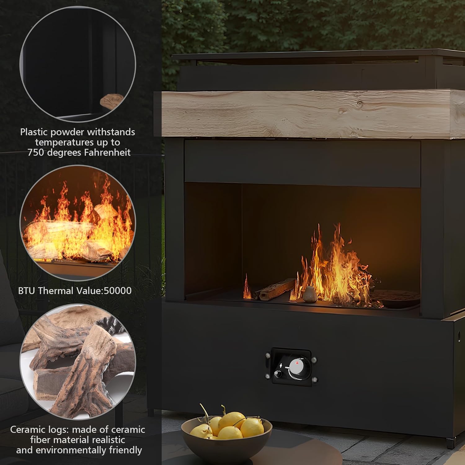 ‌Yokayoay Outdoor Propane Fireplace, 35