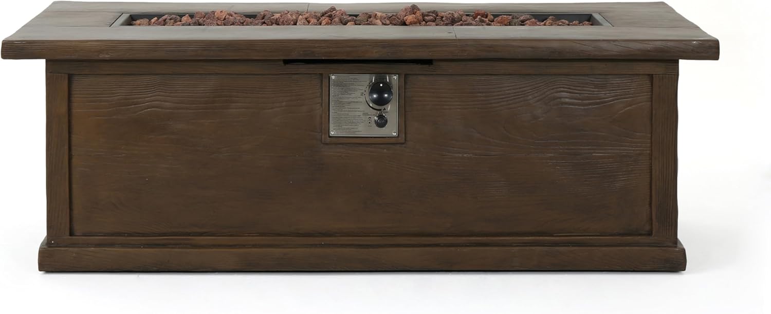 GOWE 56'' Rectangular Outdoor MGO 50,000 BTU Propane Fire Pit, Brown Wood Pattern (Tank Cover not Included)