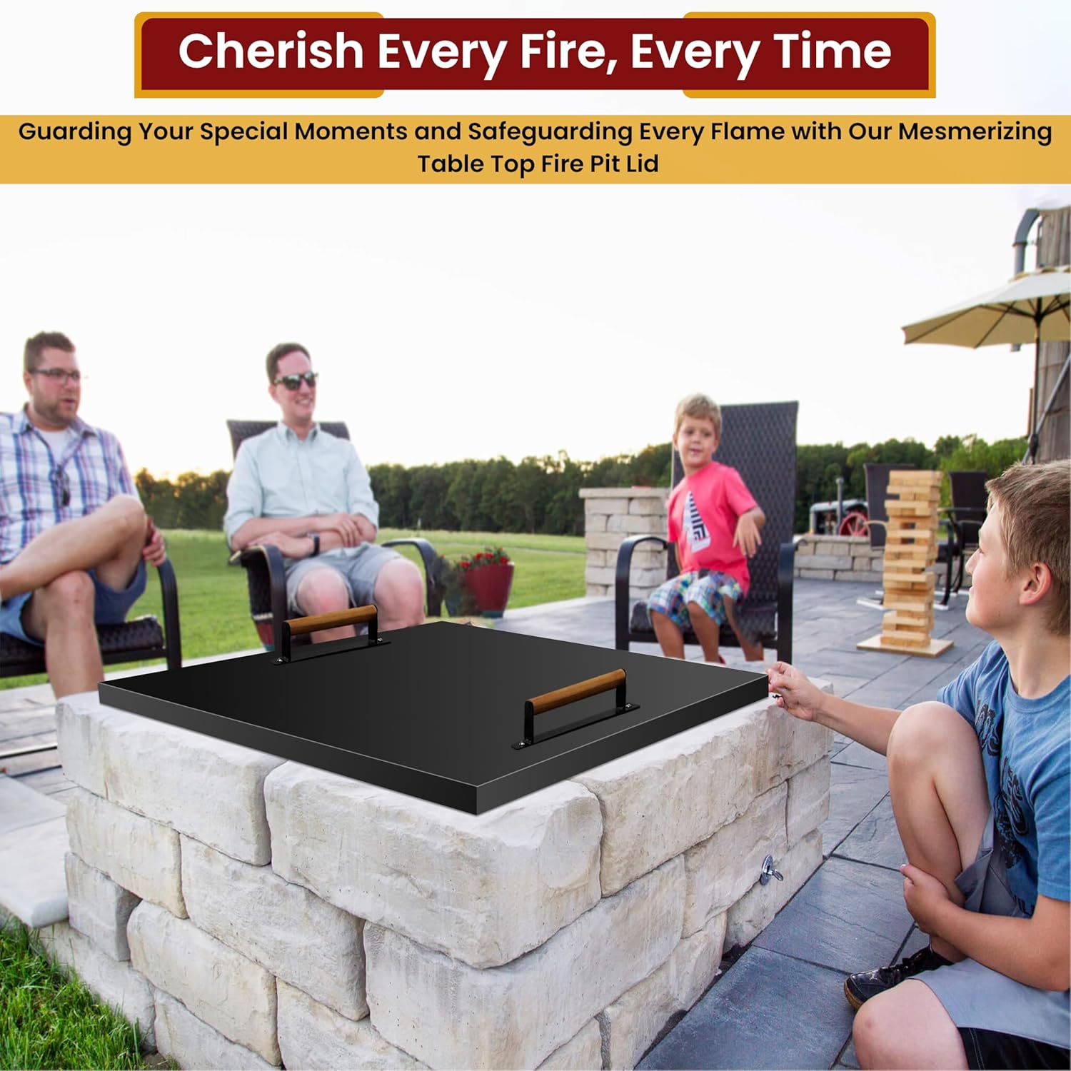 Febtech - 38 inch Square Fire Pit Lid Fit for 36