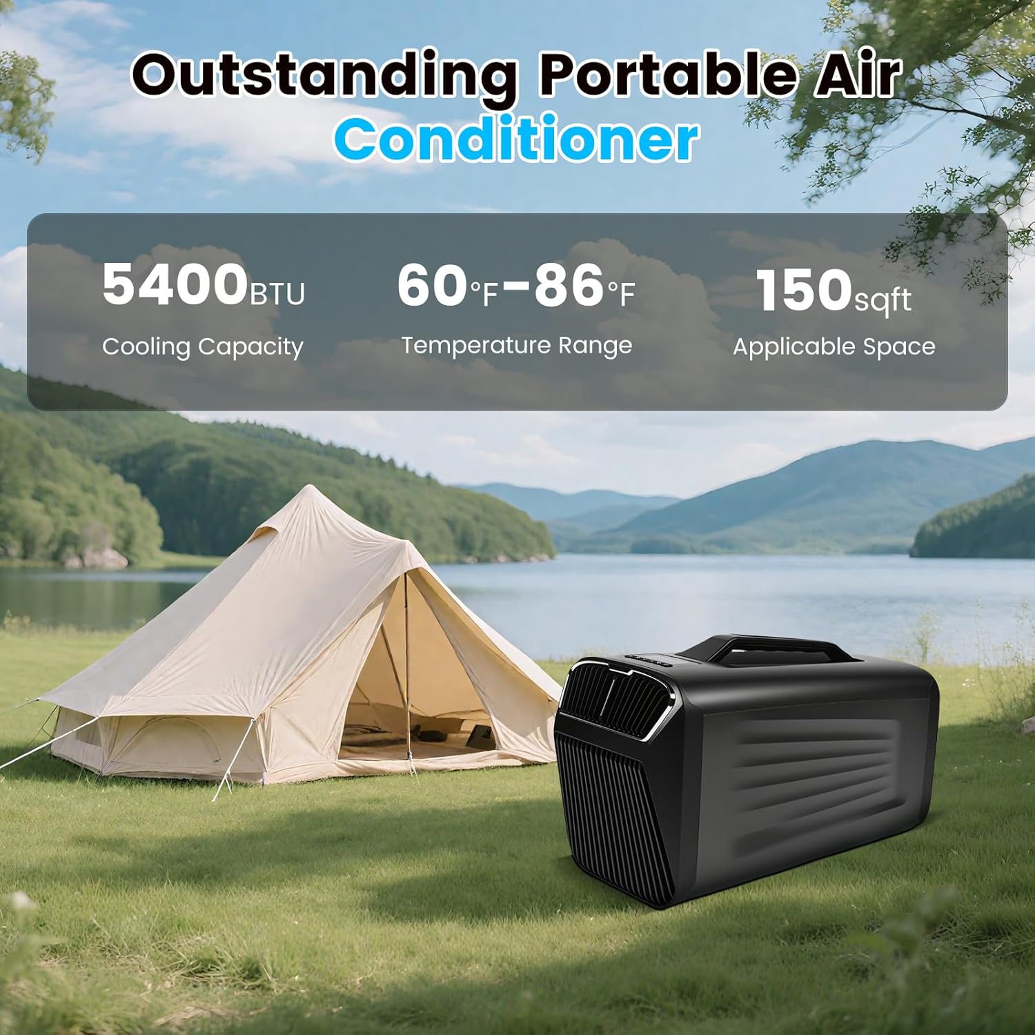 5600BTU Portable Air Conditioner for camping Tent Air Conditioner for RV, Van, Truck, Car – Dual Mode Cooling & Heating AC for Indoor&Outdoor Use