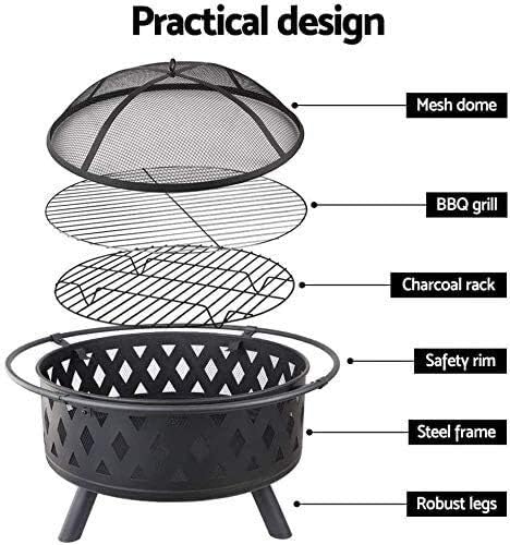 Fire Pits Outdoor Wood Burning Wood Burning Fire Pit Backyard with Cooking Grill, Fire Pit Multifunctional Barbecue Rack