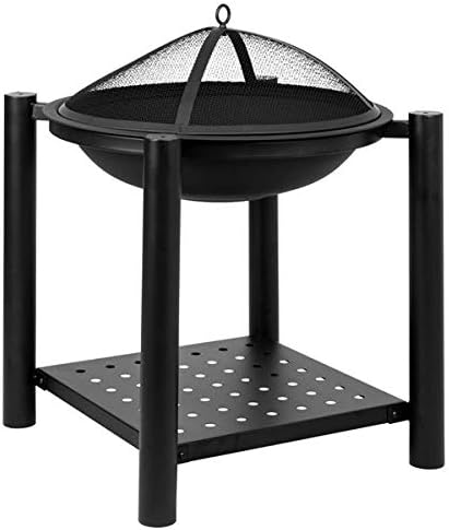 Fire Pit, 22'' Fire Pits Outdoor Wood Burning Steel BBQ Grill Firepit Bowl for Camping Picnic Bonfire Patio Backyard Garden Beaches Park