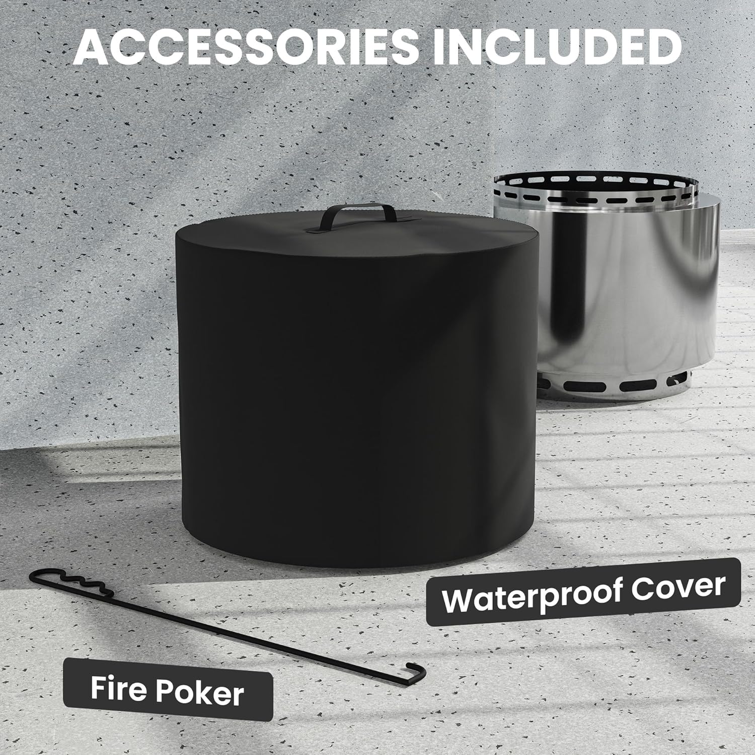 19 Inch Smokeless Fire Pit, Portable Outdoor Stainless Steel Fire Pit for Patio Backyard Garden Camping, Smokeless Technology