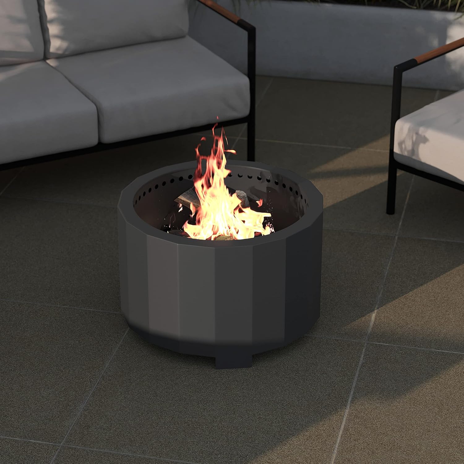 Taylor & Logan Zephyr 27 inch Smokeless Outdoor Firepit, Natural Wood Burning Portable Fire Pit With Waterproof Cover, Bronze