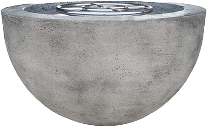 Prism Hardscapes Moderno 3 Concrete Gas Fire Pit (PH-402-4NG), Natural Gas, Pewter, 30-Inch