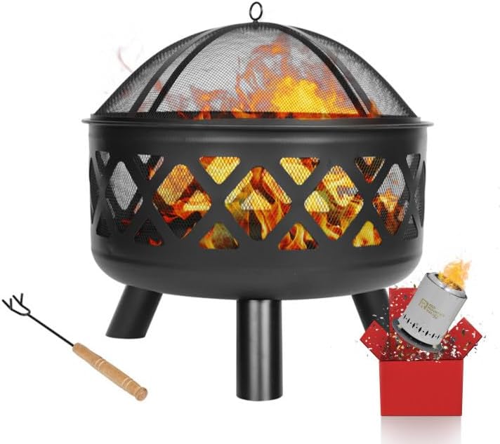 Red Mountain Valley 24'' Fire Pit with Grey Tabletop Smokeless Fire Pit