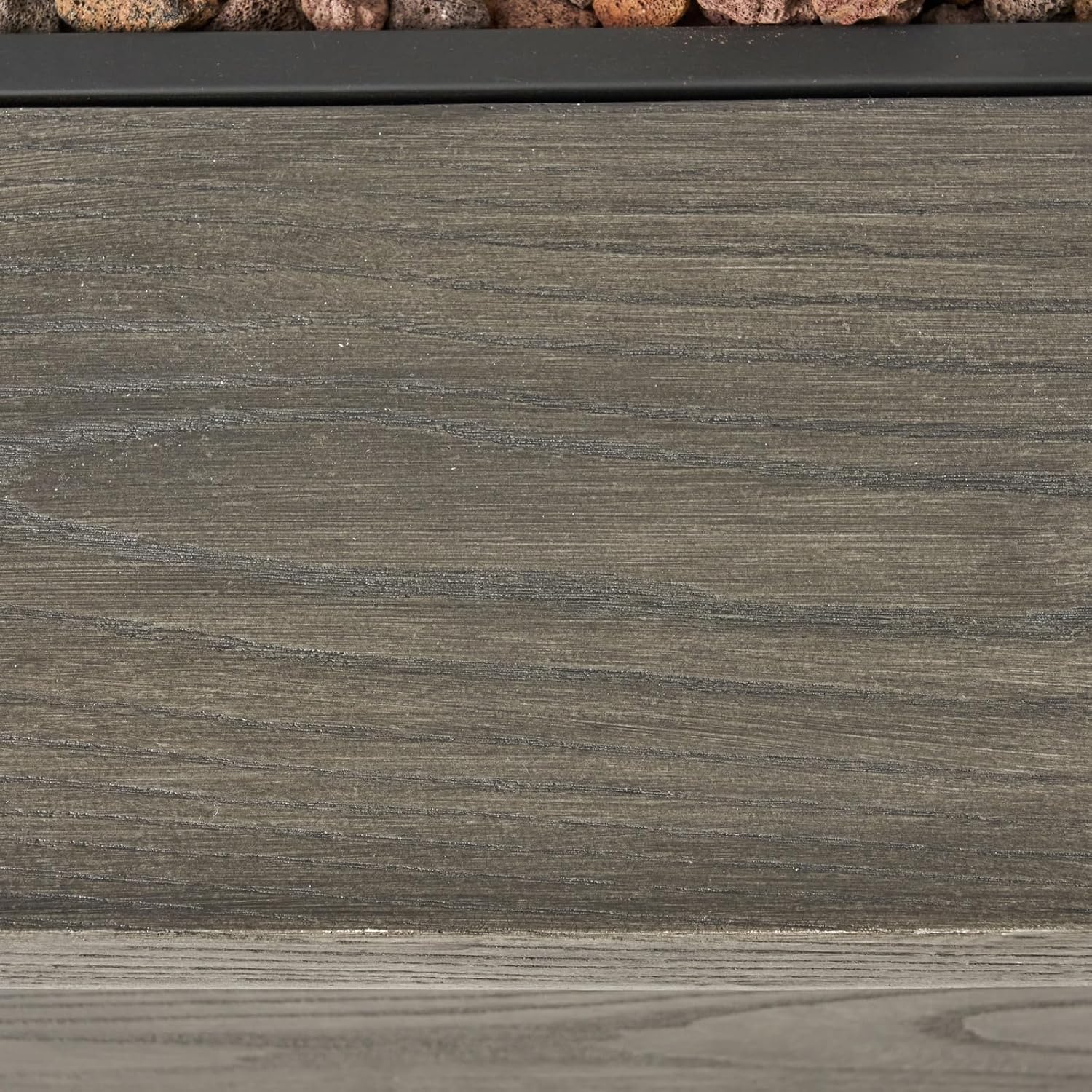 Penau 56 Inch Outdoor 50,000 BTU Rectangular MgO Concrete Propane Fire Pit Grey Wood Pattern Simplified Setup Cozy Warmth