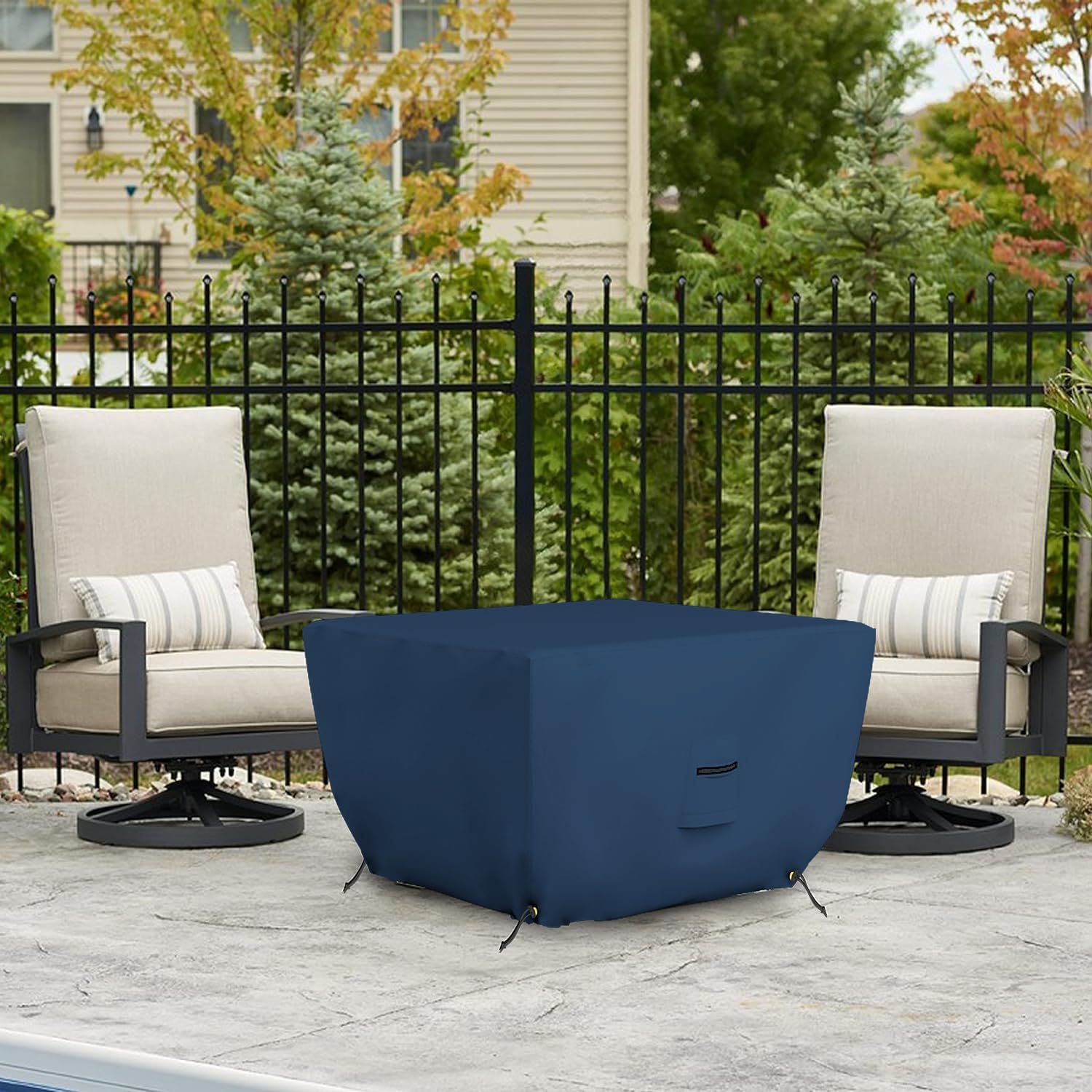 Covers & all Outdoor Square Fire Pit Cover, 12 Oz Waterproof, UV & Weather Resistant for Patio Lawn Garden Backyard Outside, with Air Vents & Drawstrings (52