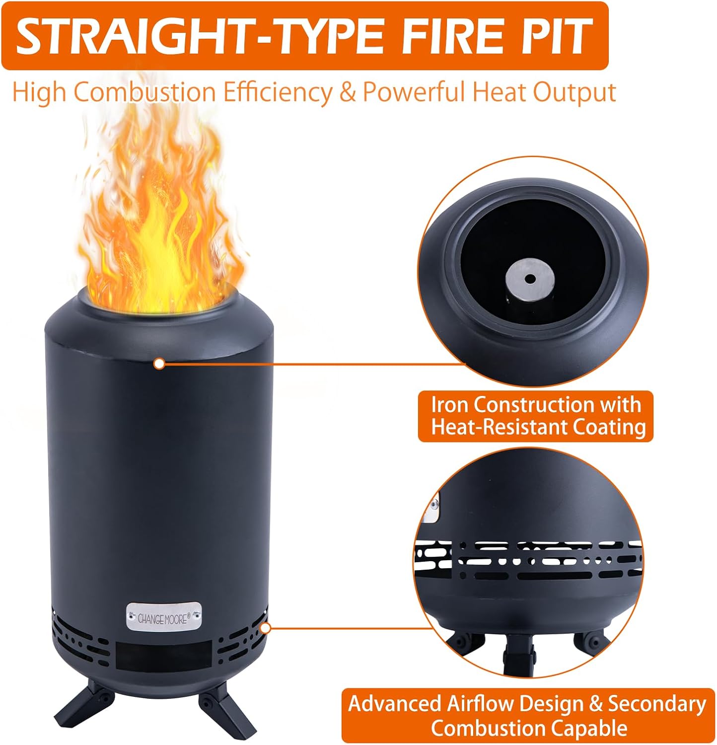 CHANGE MOORE Tripod Grill for Campfire, Portable Outdoor Over The Fire Camping Oven Tri pod with Fire Pit, Grill, Steel Grate and Legs, Campfire Tripod for Cooking