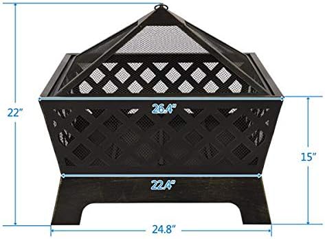 67.01 x 67.01 x 58.42)cm (L x W x H) Steel brazier grill Spark Protection ,Brazier for Patio,Backyard,Garden,Beach,Camping,Picnic