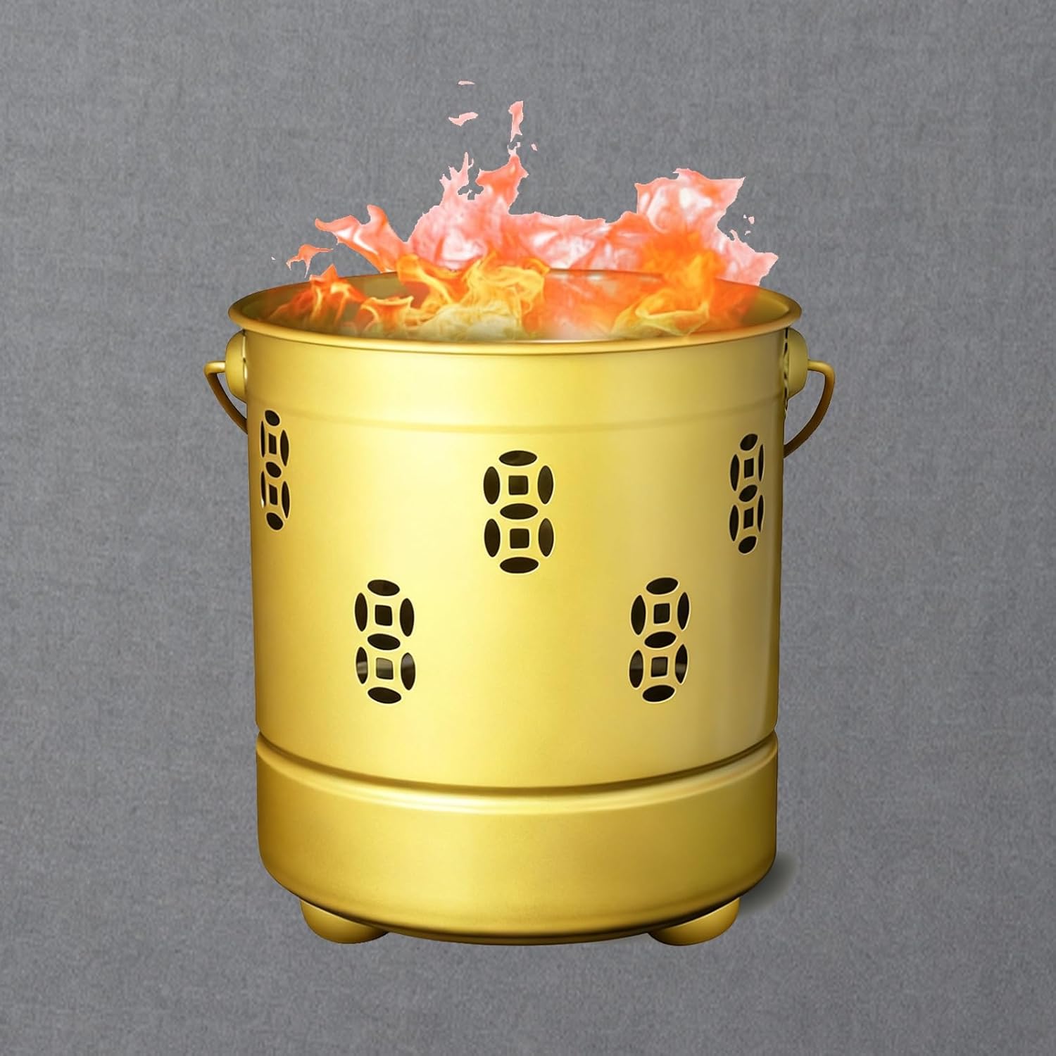 Burn Barrels for Outside, Fire Barrel, Incinerator, Portable Fire Pit, Burn Can for Paper, Burner Bucket for Burning Paper Leaves Trash Wood Burner(Gold,35cm/13in)