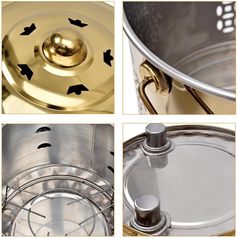 Fire Pit, Stainless Steel Incinerator Cage with Lid, Burn Barrel, Paper Money Incinerator can for Garden Paper Leaf Trash Wood Backyard Bonfire