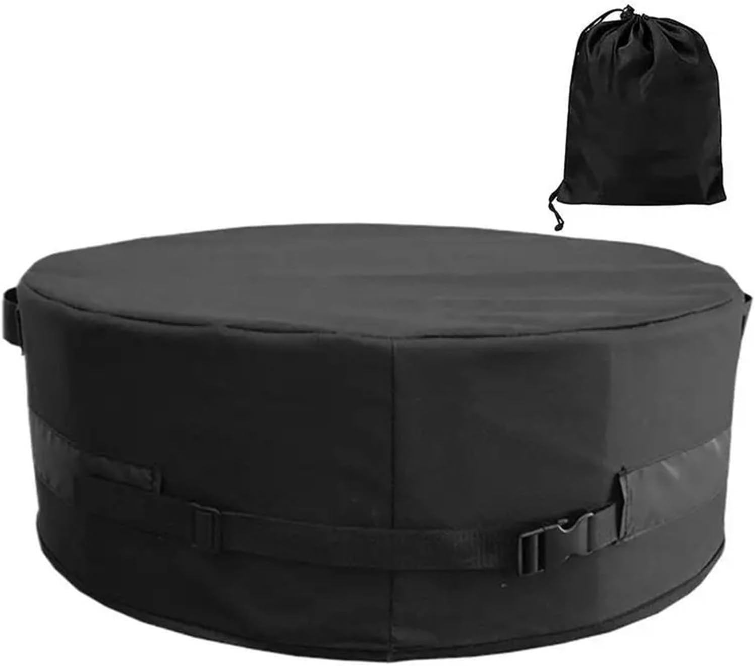 Outdoor Fire Pit Cover Waterproof Patio Fireplace Cover 600D Oxford Cloth Adjustable Buckle Heavy Duty for Patio Fireplaces(51 x 8inch)