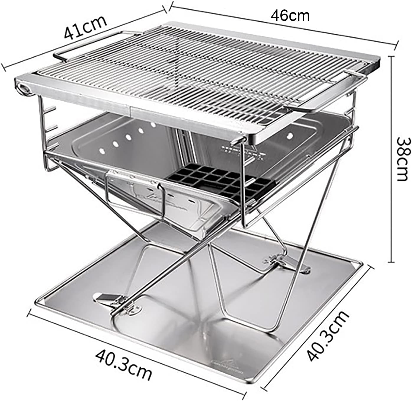 JOSBY Outdoor Fire Pits, Foldable BBQ Stainless Steel Grill with Carrying Bag, Liftable, Portable Campfire Pit for Camping Picnic Patio Travel Backyard Garden