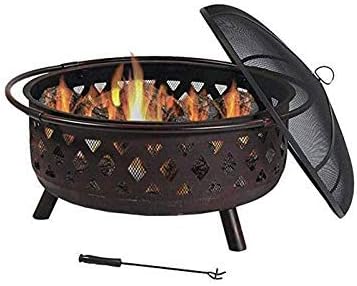 Outdoor Fire Pits 36 Inch Large Bonfire Wood Burning Patio & Backyard Firepit for Outside with Spark Screen, Fireplace Poker, and Round Cover