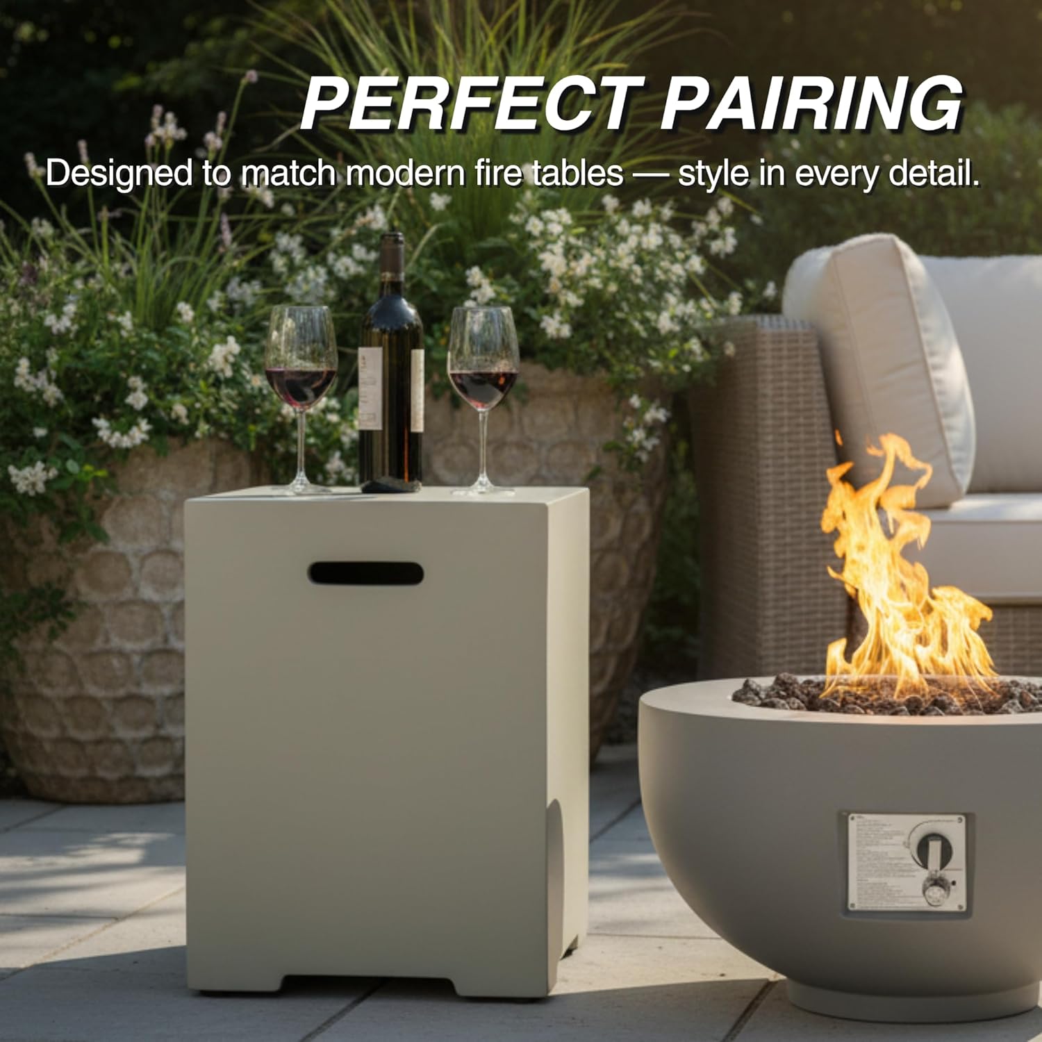 Propane Tank Cover 16 Inch, Tank Storage Hideaway Table for 20 lb Propane Tanks, Outdoor Side Table for Gas Fire Pit and Gas Griddle (Grey)