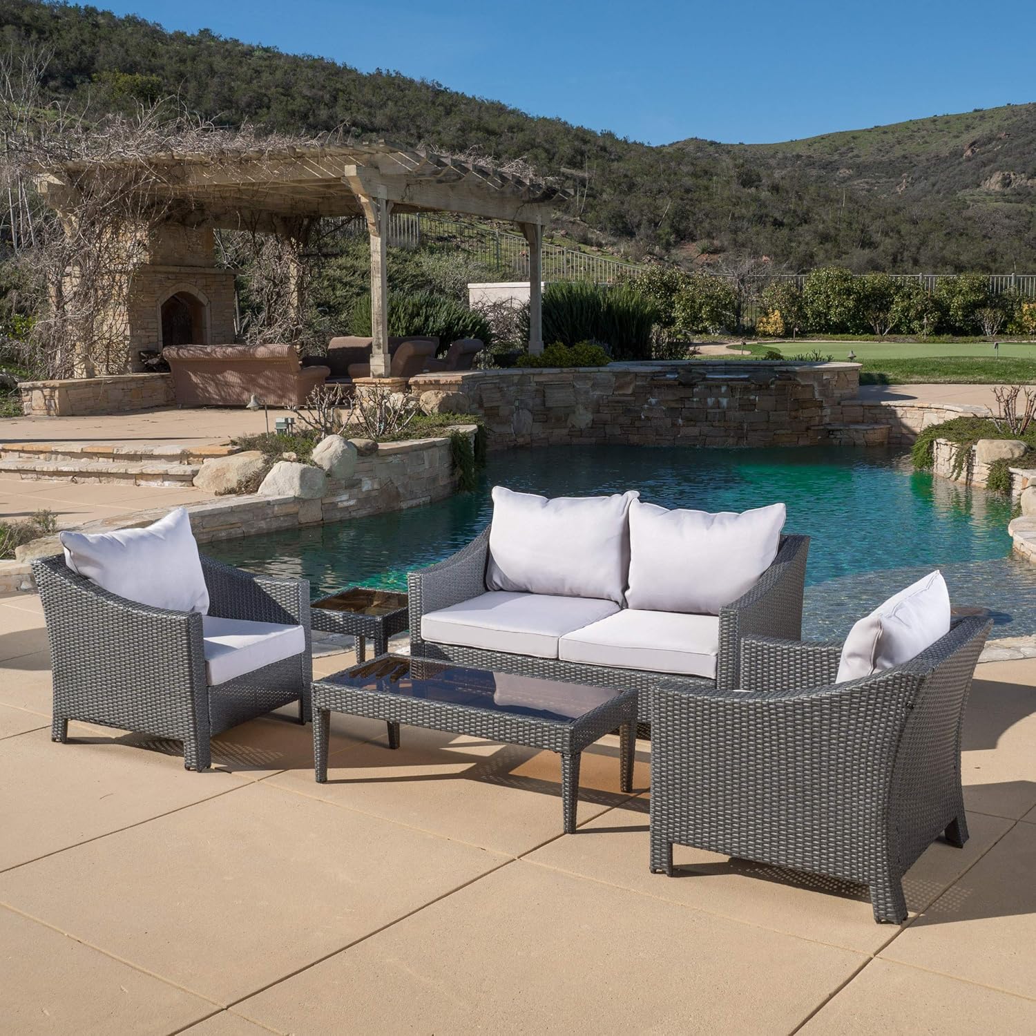 Great Deal Furniture Outdoor Wicker Furnitures Patio Chat Set (Piece of 5)