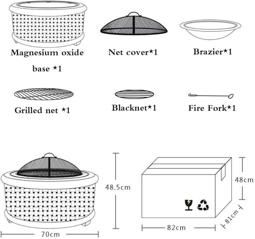 Small Firepit, Fire Pit with BBQ Grill Shelf, Firepit Barbecue with Fashionable and Artistic Magnesium Oxide Base for Outdoor Garden Barbecue Excursion Camping