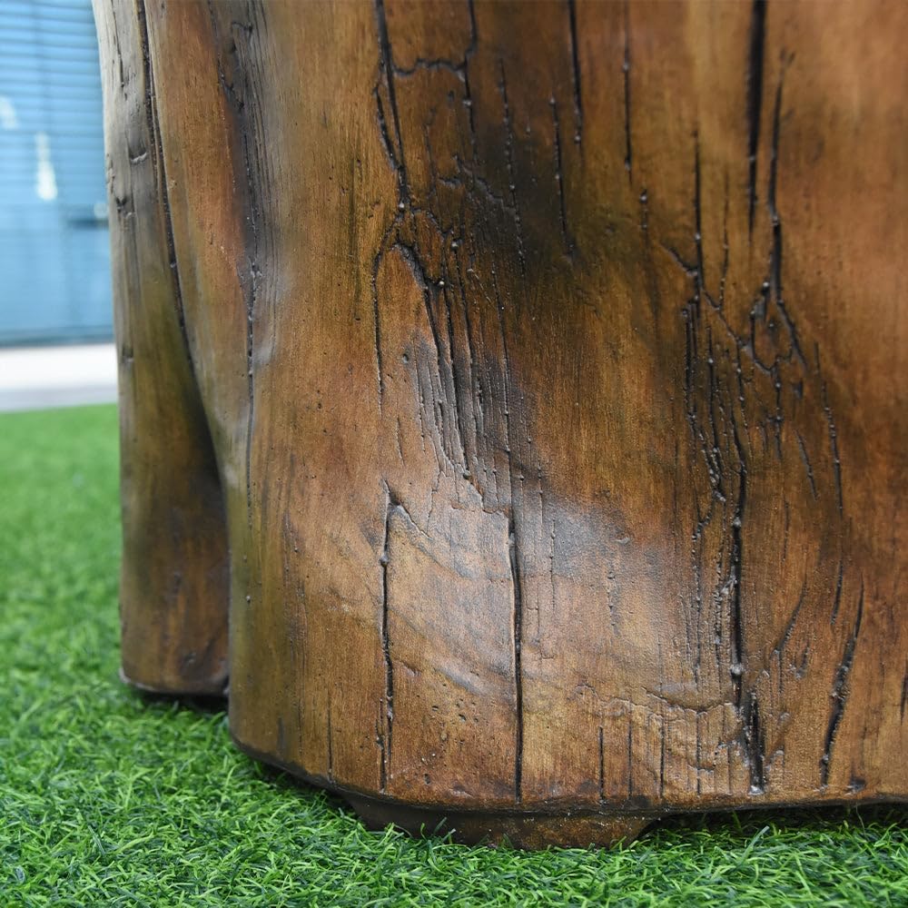 Elementi Manchester Redwood Propane Tank Cover Fire Pit Round 19 in. Concrete Side Table Fits Standard 20 Pound Propane Tank Hideaway Table