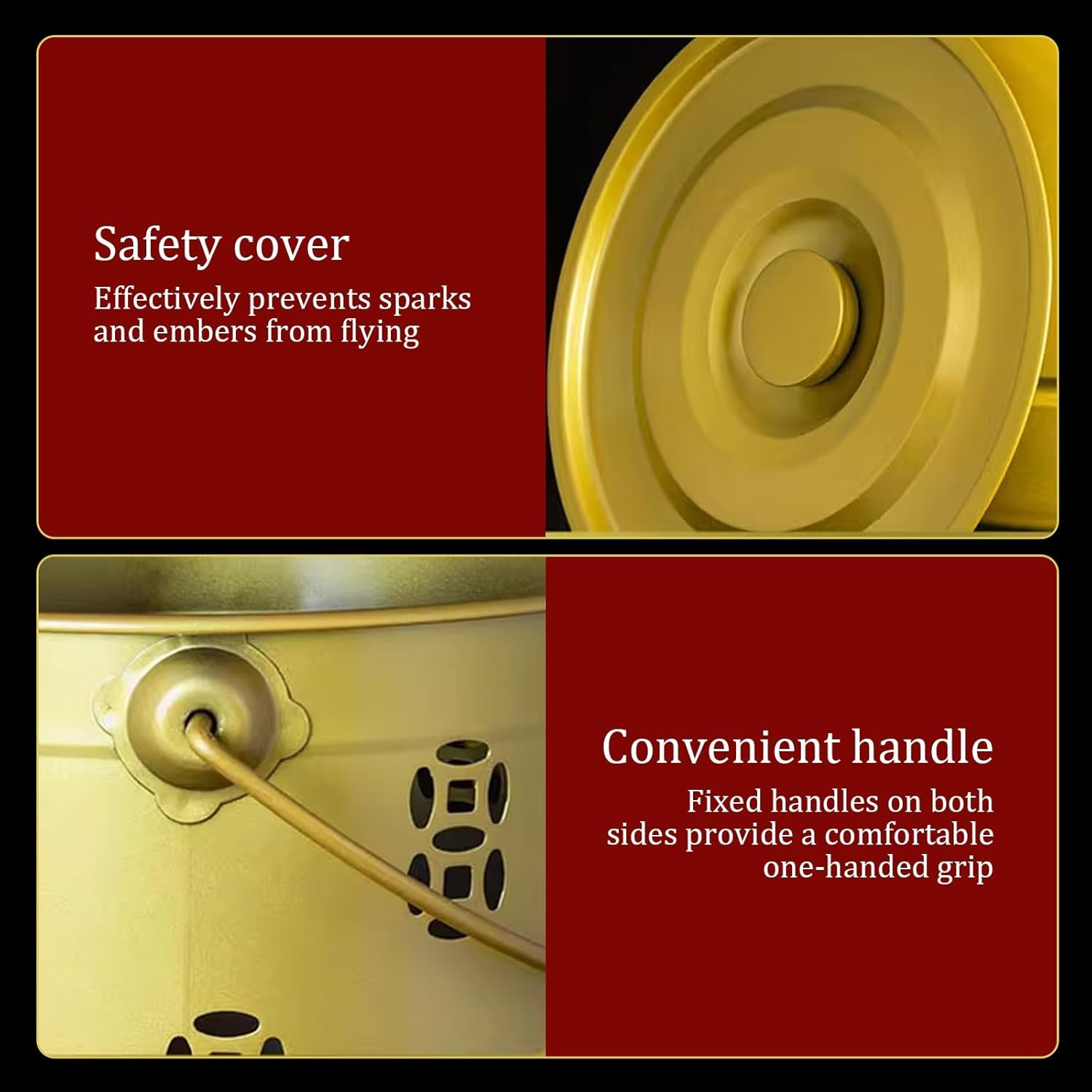 Stainless Steel Paper Burn Barrel, Carry Handle Incinerator Fire Pit for Ancestor Money Debris Wood Trash Leaves