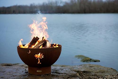 Fire Pit Art 36 in. Tropical Moon Match Lit Fire Pit44; Natural Gas