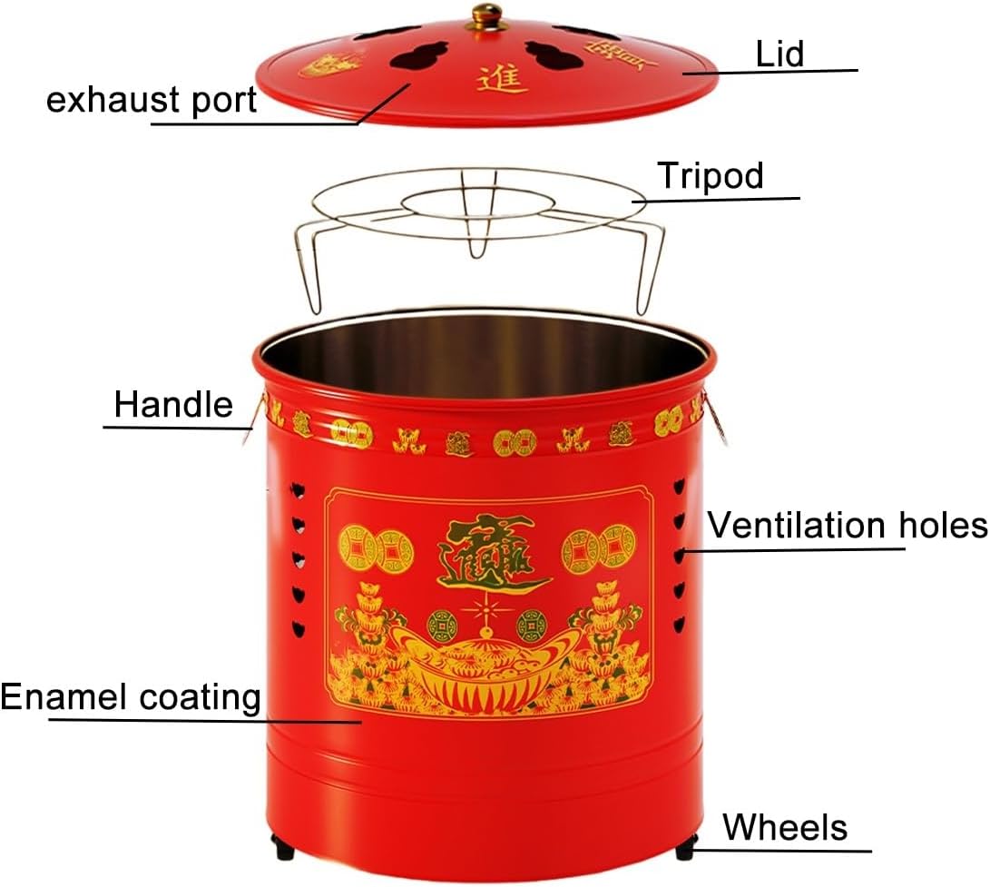 Burn Barrel, Firepits, Paper Burner, Incinerator, Including Tripod Fire Hook, for Leaves Trash Camping Bonfire Backyard(33cm/13in)