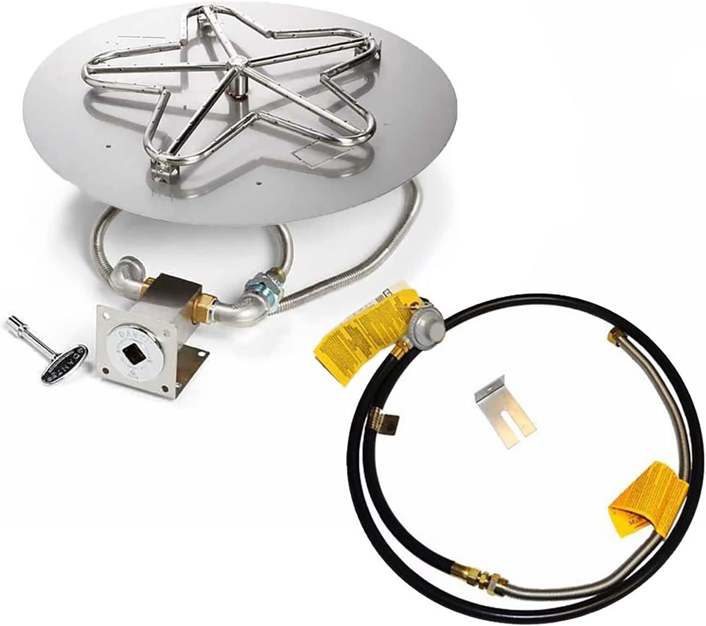 HPC Fire Match Light Gas Fire Pit Kit (TOR-PENTA24MLFPK-FLEX-LP-ST), 24