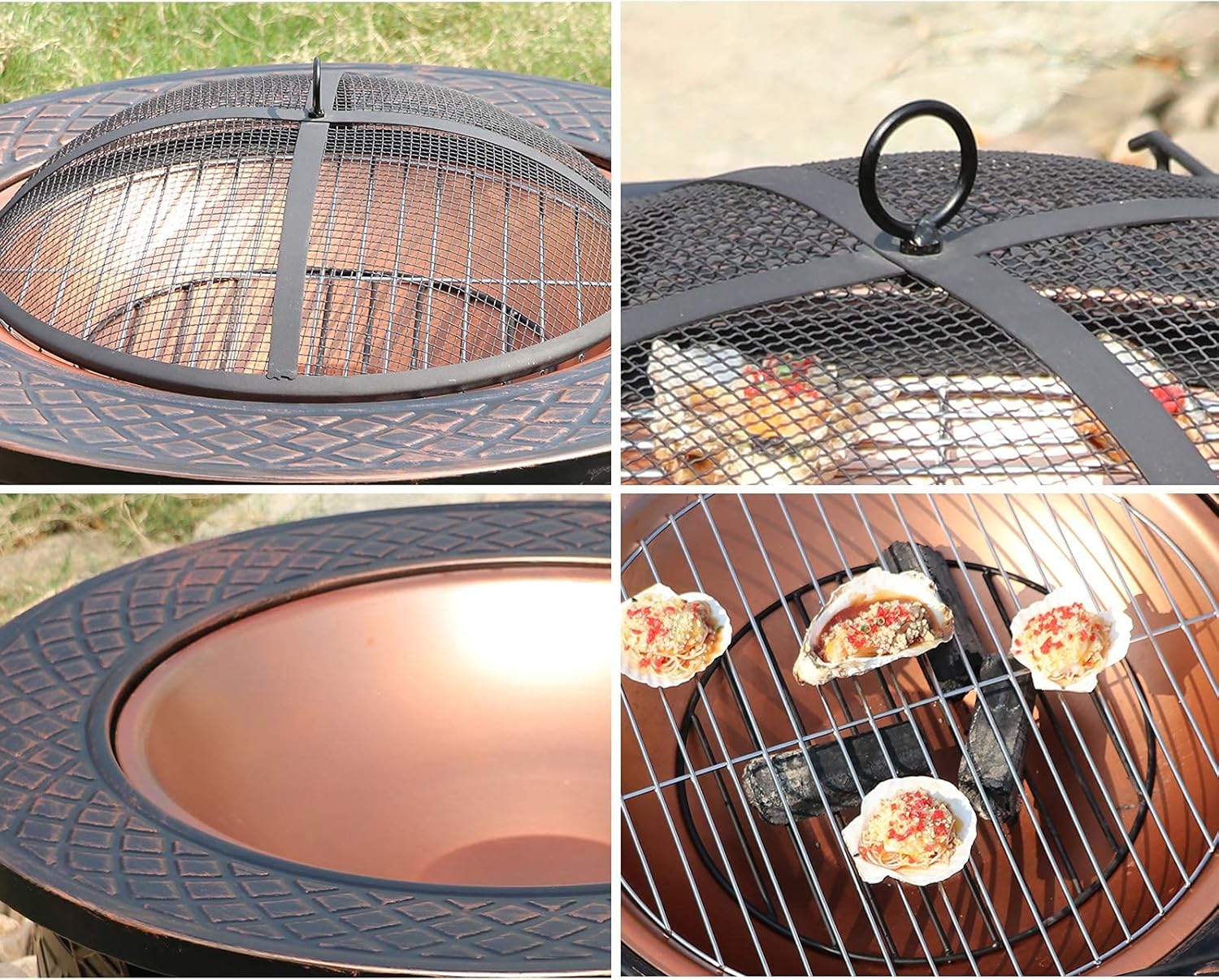 Outdoor Fire Pit Portable Garden Bonfire Pit, Outdoor Heater with Cooking Grill, Wood Burning Fire Pit, 81cm/31.8