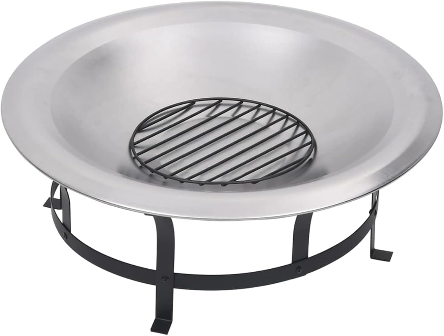 Outdoor Fire Pit with Grill Stainless Steel 29.9