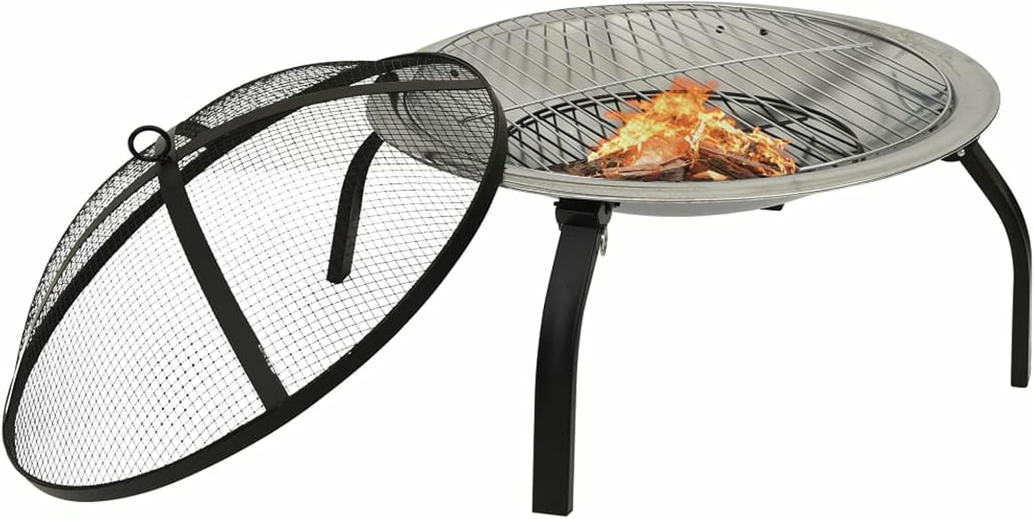 Fire Pits & Outdoor Fireplaces 2-in-1 Fire Pit and BBQ with Poker 22