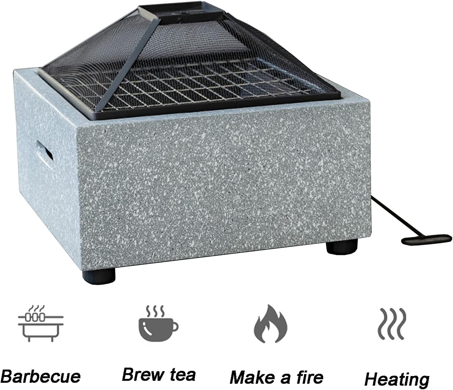 Fire Pit Garden fire Pit, Square Heating Brazier, fire Pit Table with Barbecue Grill, Wood Burning fire Pit in Courtyard