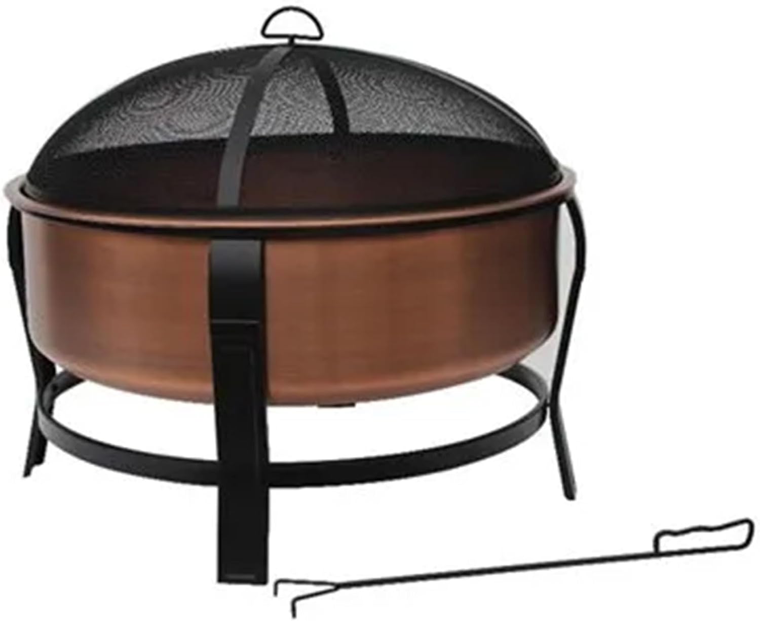 Four Seasons Courtyard FT-1103E Fire Pit, Copper With Black Accents, Screen + Poker, 30-In. - Quantity 1