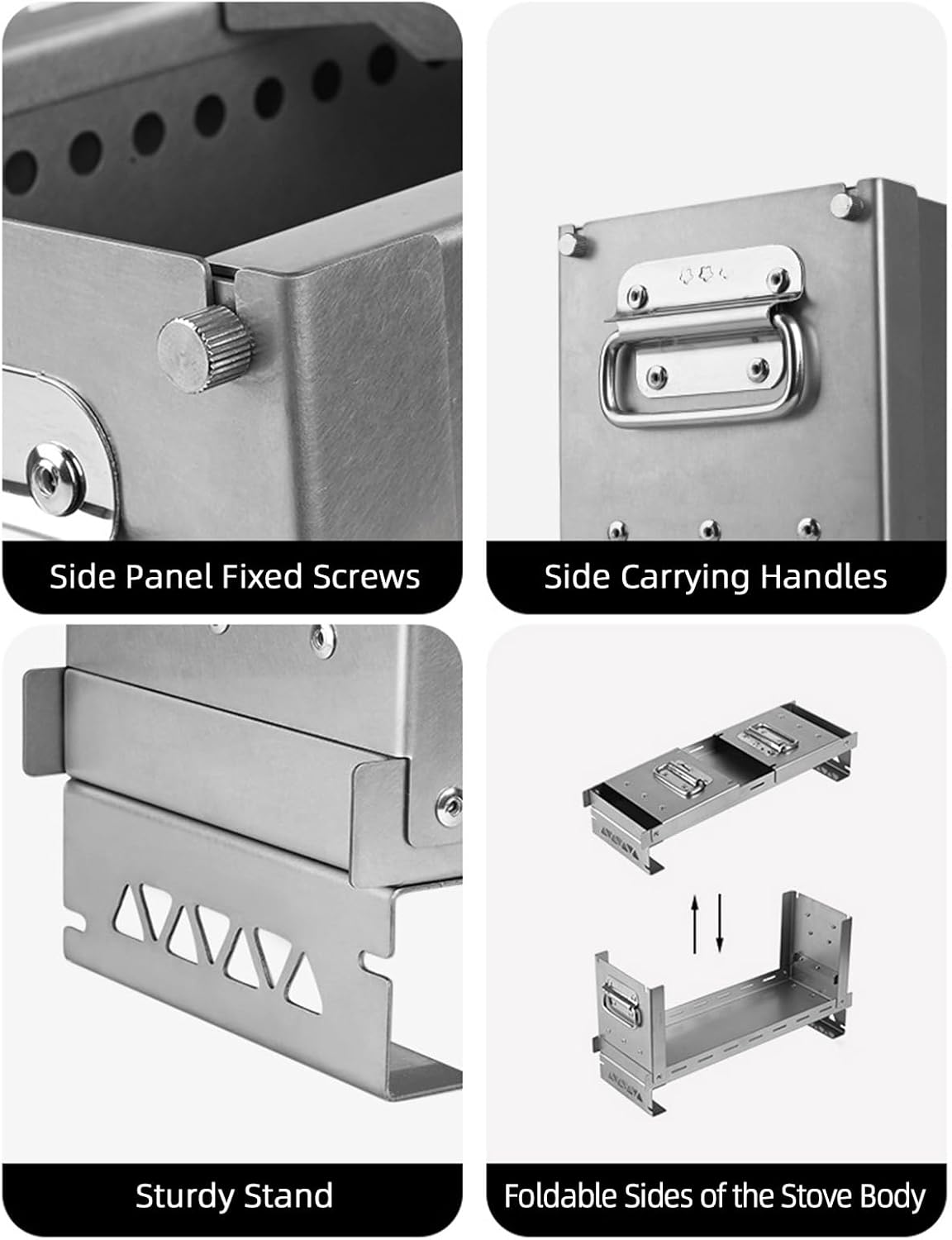 Outdoor Wood Burning Stove,Portable Folding Stainless Steel Stove,IGT Secondary Combustion Camping Fire Pit for Cooking, Tent, Hiking, Fishing, Backpacking