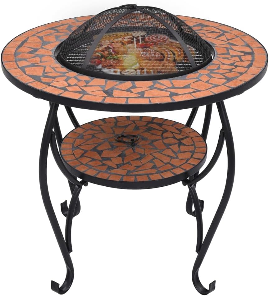 Mosaic Fire Pit Table Terracotta 26.8