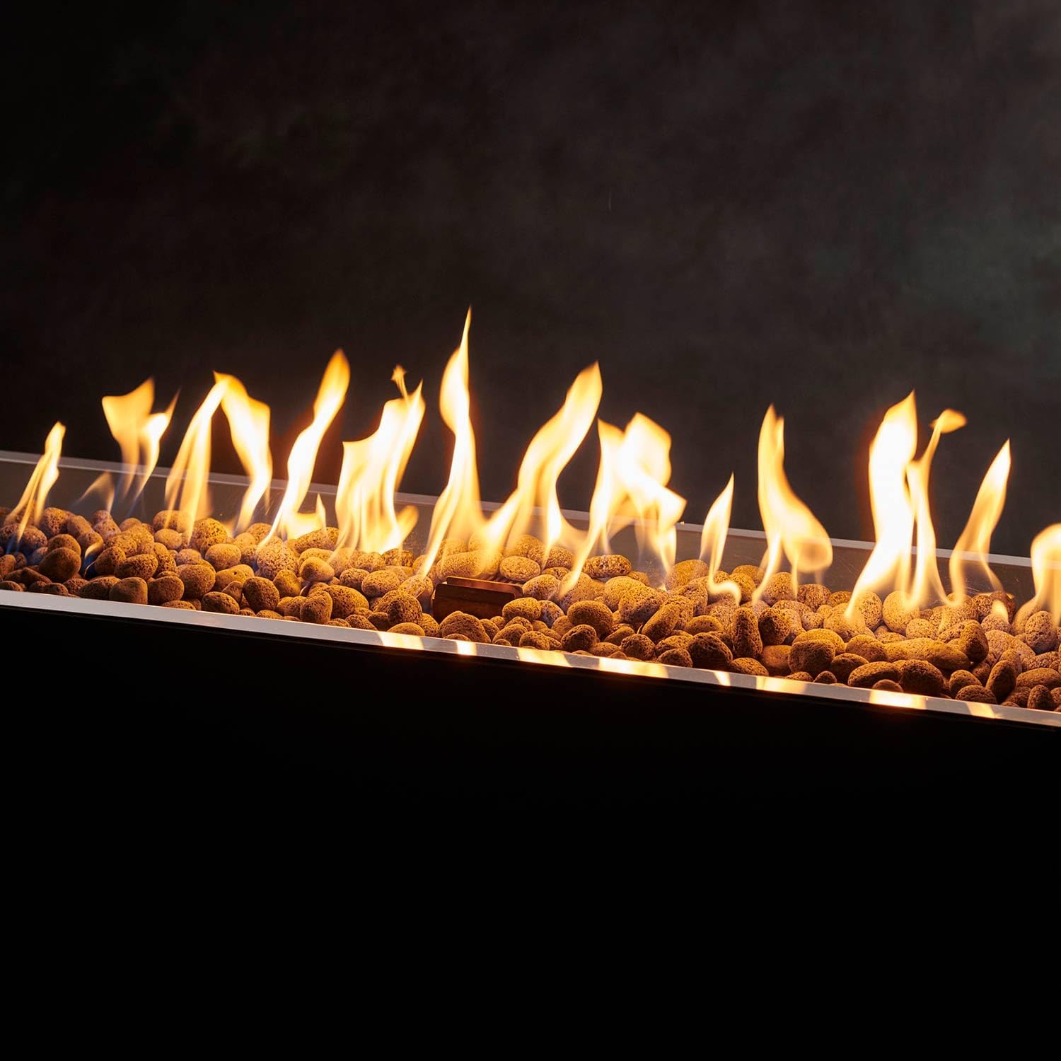 The Outdoor GreatRoom Company Linear Crystal Fire Plus Electronic Ignition Fire Pit Burner Kit (CFP1242DSILP), 12x42-Inches, Propane