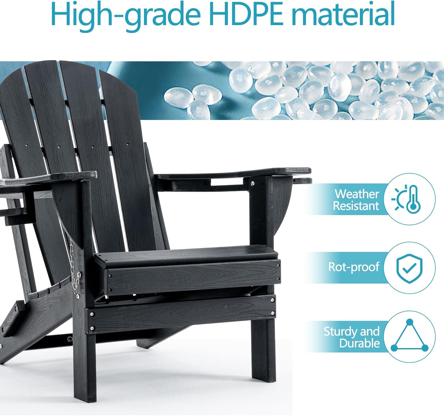 Folding Outdoor Adirondack Chairs Set of 4 with HDPE Side Tables-Plastic Weather Resistant Patio Chairs with Small Outdoor Side Tables 2 Storage for Patio,Fire Pit, Garden and Backyard