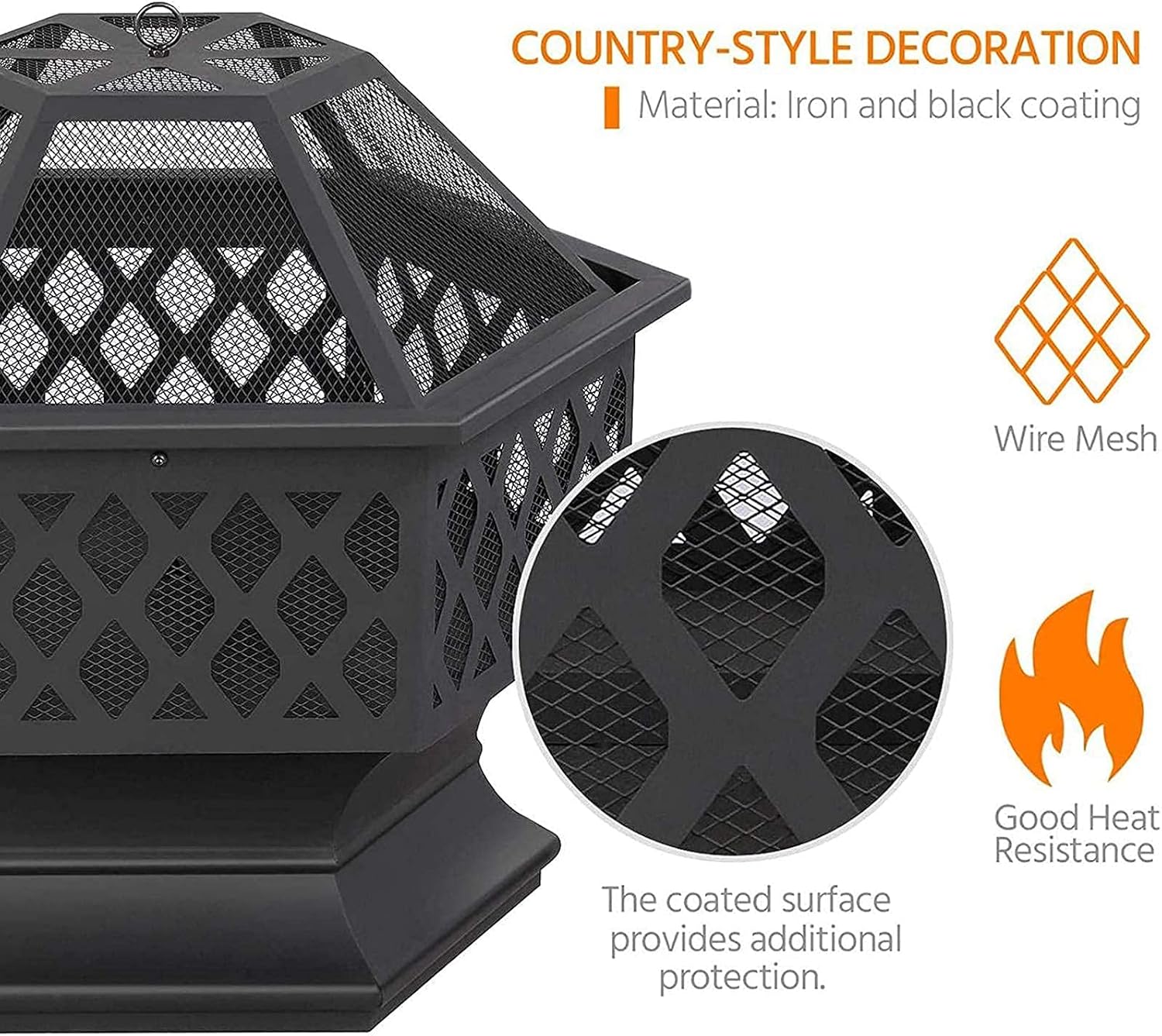 Outdoor Metal Fire Pit, Multifunctional Portable Firepit, Fireplace Stove for Camping Picnic Bonfire Patio Backyard Garden Beaches Park