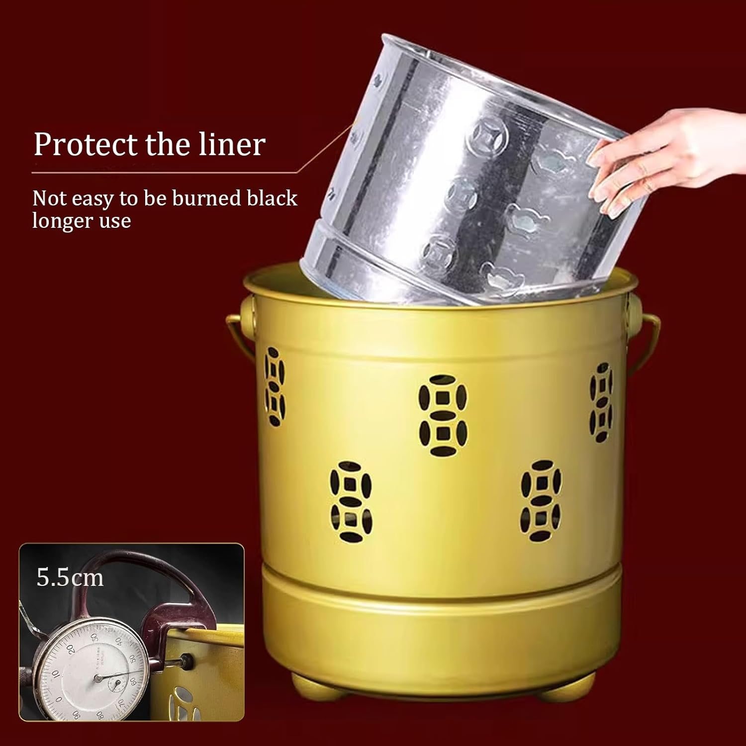 Stainless Steel Paper Burn Barrel, Carry Handle Incinerator Fire Pit for Ancestor Money Debris Wood Trash Leaves