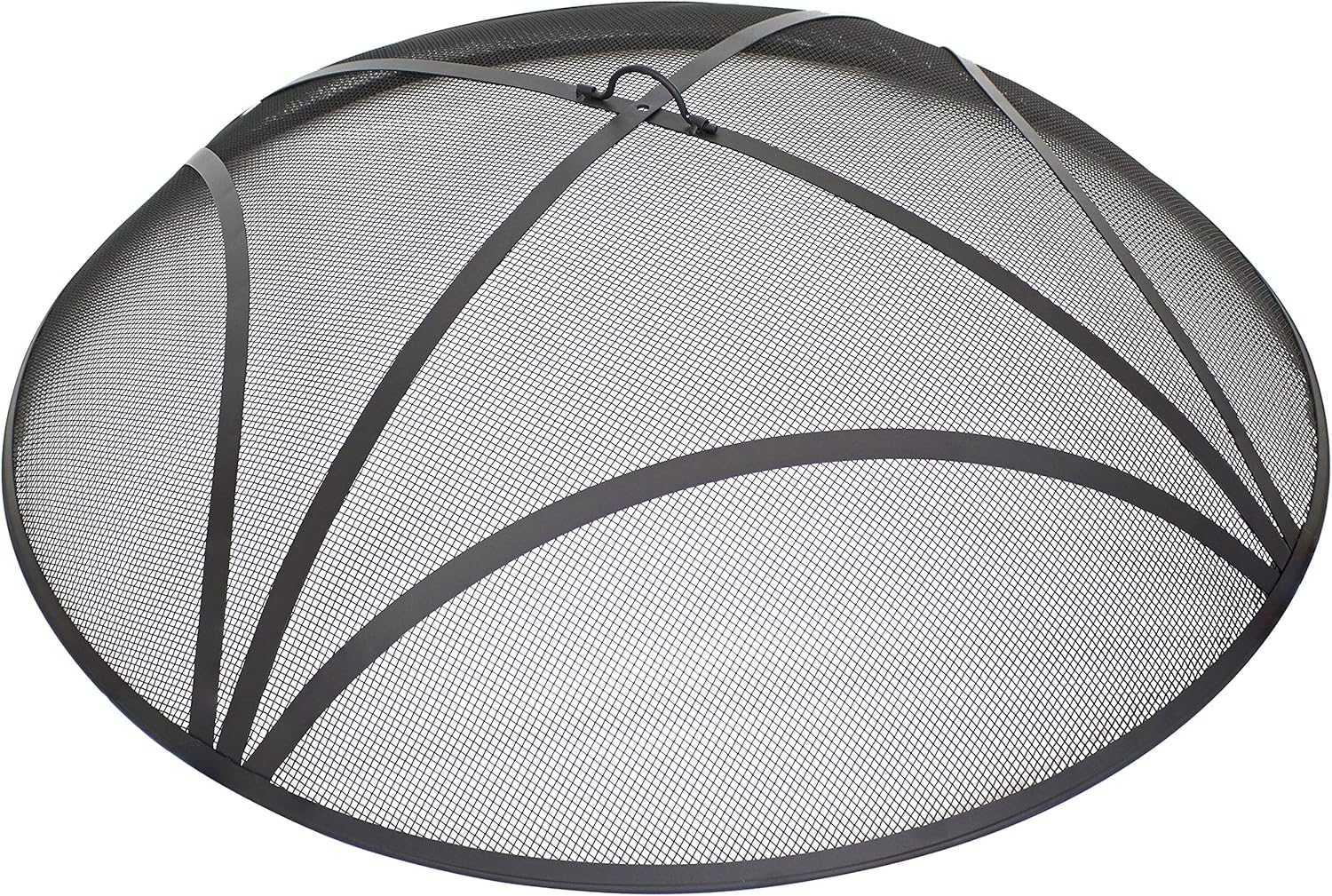 Sunnydaze Black Reinforced Steel Mesh Fire Pit Spark Screen with Ring Handle - 40-Inch Diameter