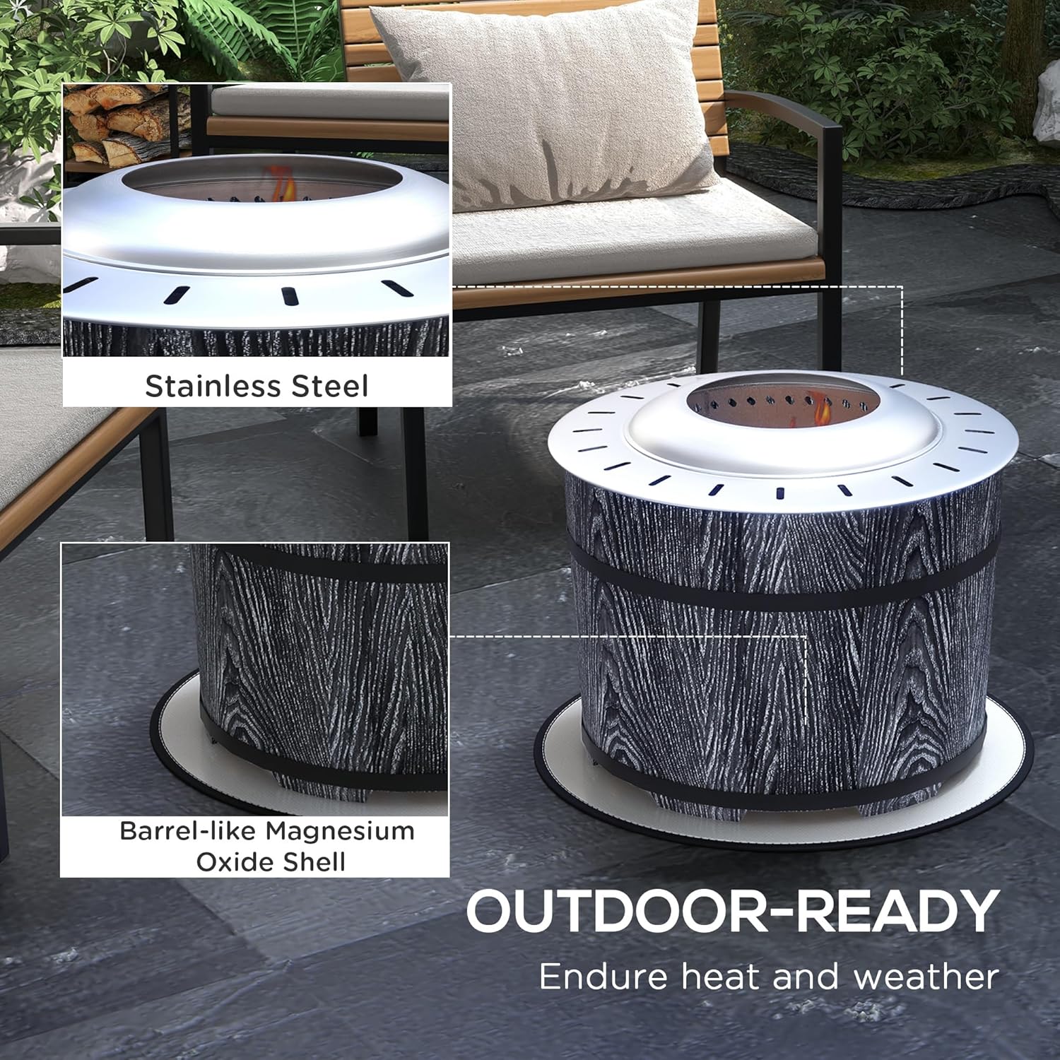 GOWE Smokeless Fire Pit with Fireproof Mat, 20