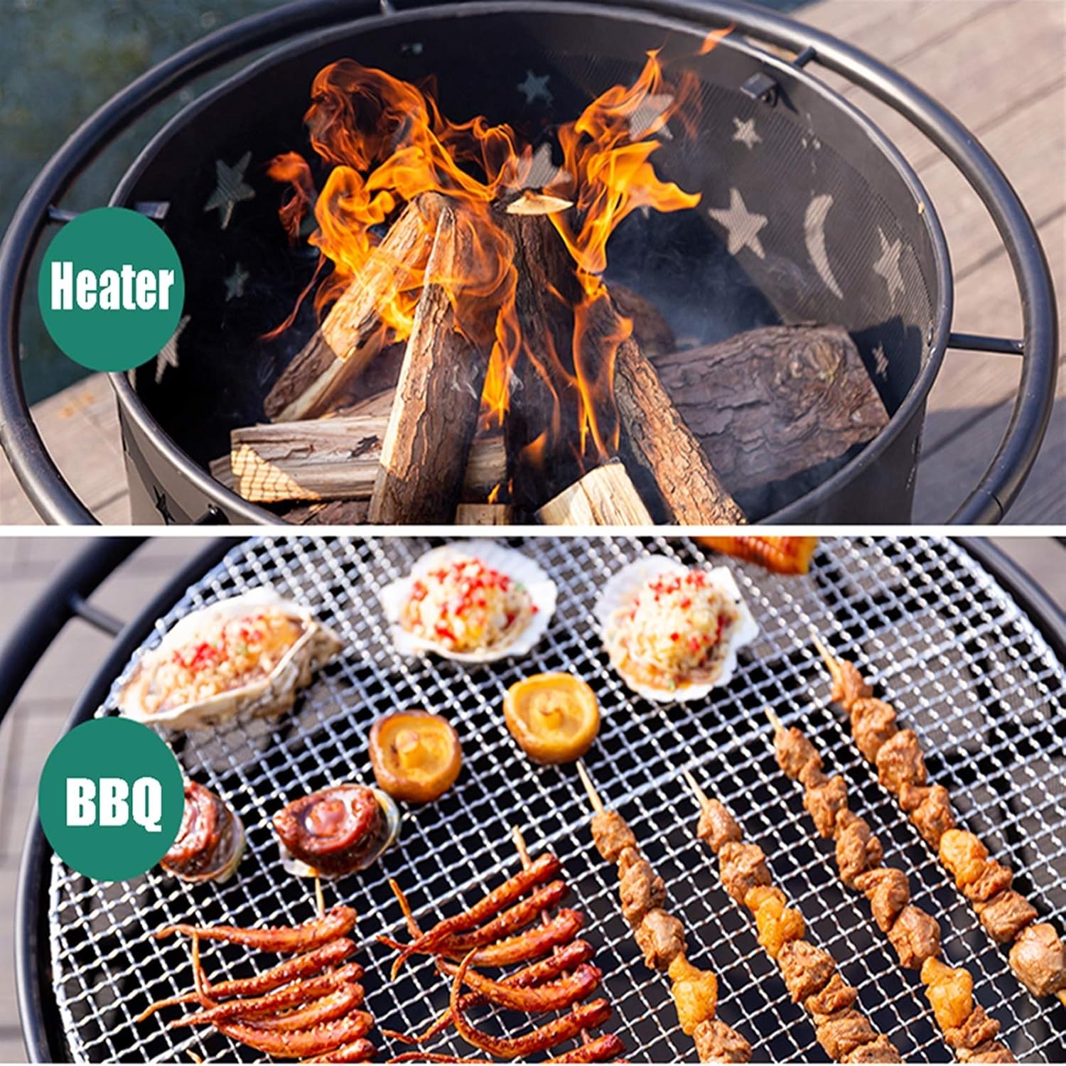 Outdoor Fire Pit Fire Pits Outdoor Wood Burning, Wrought Iron Firepit for Outside, for Backyard Terrace Patio (Color : Style 2) (Style 2)