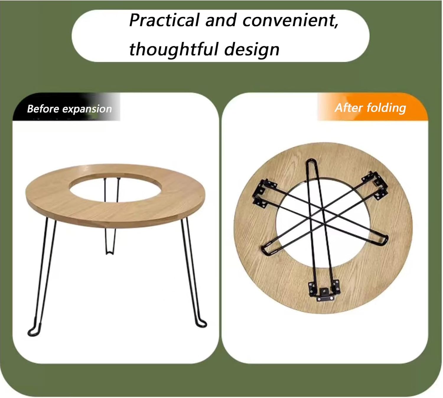 Portable Small Patio Table BBQ Table, Fireside Tea Table, Outdoor Wood-Burning fire Pit. Portable fire Pit is Suitable for All Seasons, Home, Outdoor Activities and Camping.