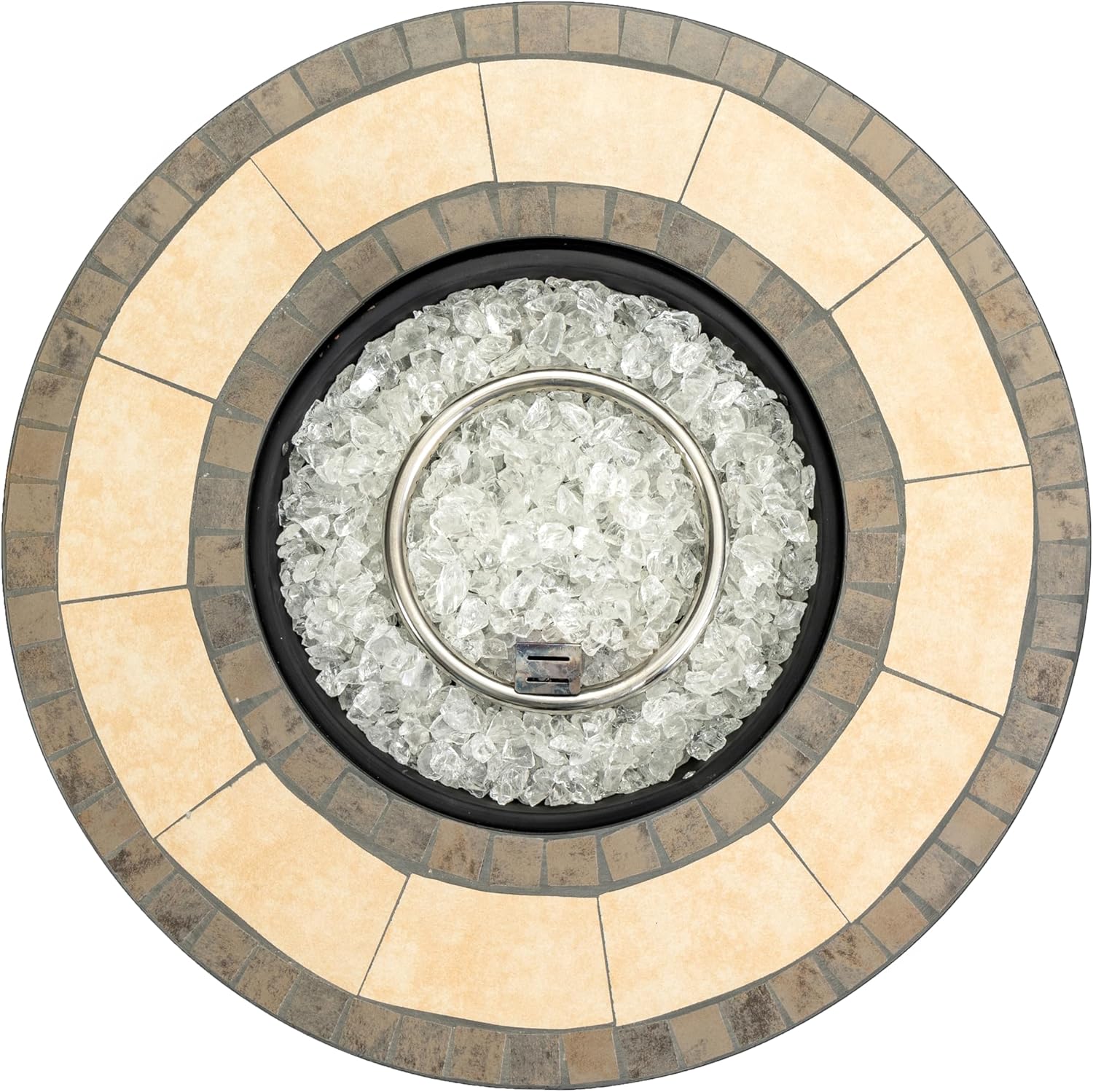 30'' Ceramic Round Propane Fire Pit Table, 50,000 BTU Steel Gas FirePit for Outdoor, Fire Table with Lid, Add Warmth & Ambience to Gatherings and Parties On Patio Deck Garden Backyard, Black.