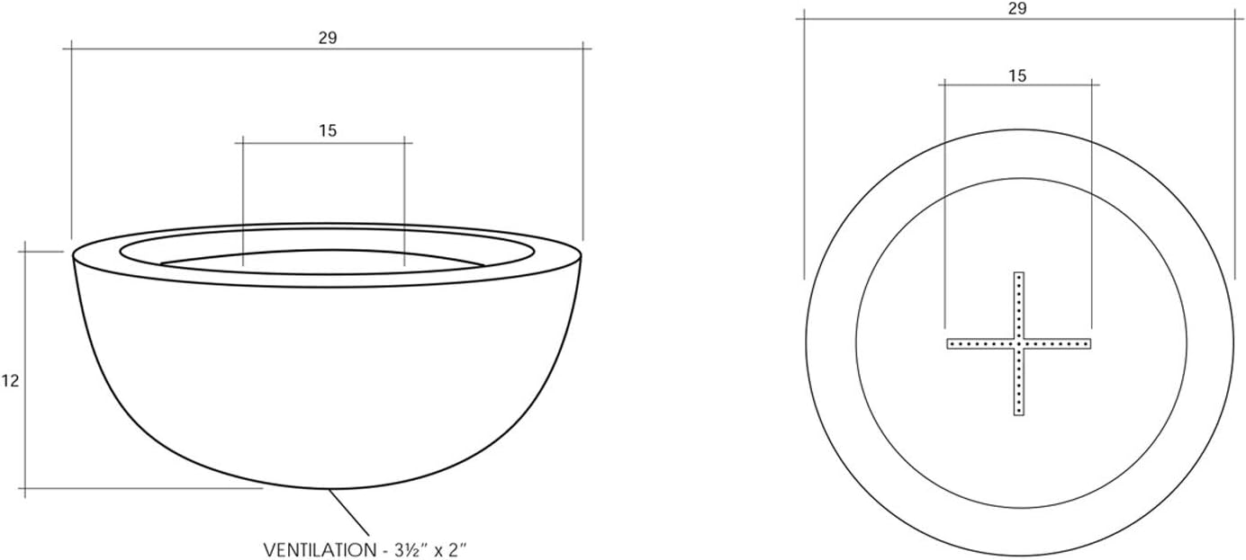 Prism Hardscapes Moderno 2 Concrete Gas Fire Pit (PH-401-5NG), Natural Gas, Ultra White, 29-Inch
