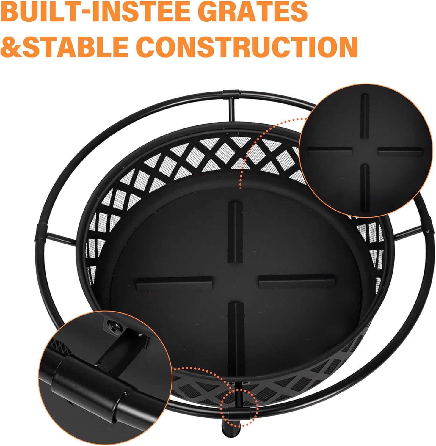 Bestier 30 inch Crossweave Outdoor Fire Pit - Wood Burning Fire Pit for Outside with Spark Screen, Poker and Round Cover