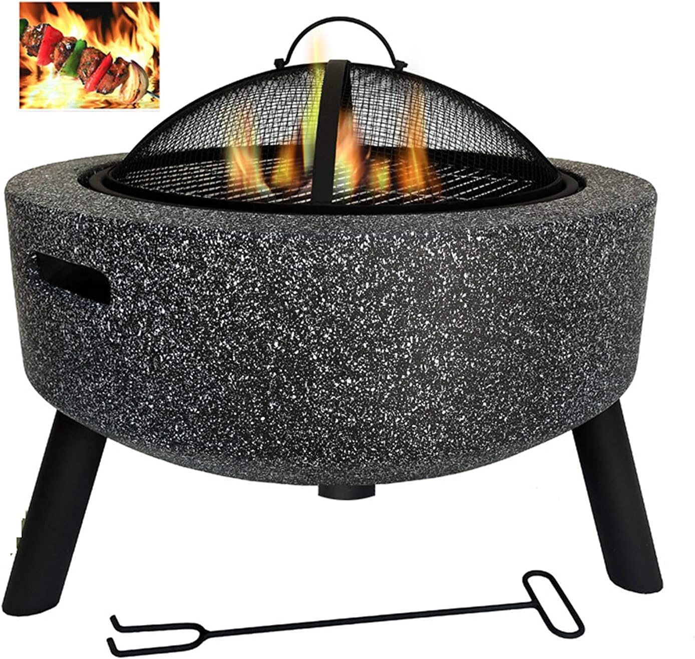 Small Firepit, Outdoor Fire Pits Table Top Fire Pit Outdoor Heaters & Fire Pit BBQ Grill Firepit Bowl Backyard Patio Garden Fireplace with Grill Grate
