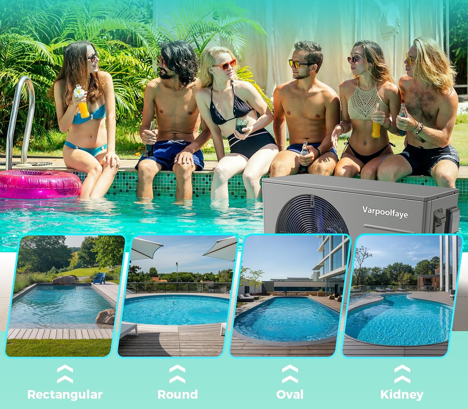 30000 BTU Pool Heater for Above Ground Pool Swimming Pool Heater 120V Inground Pool Heater Spa Heater Pump Heating or Cooling WiFi Control Schedule